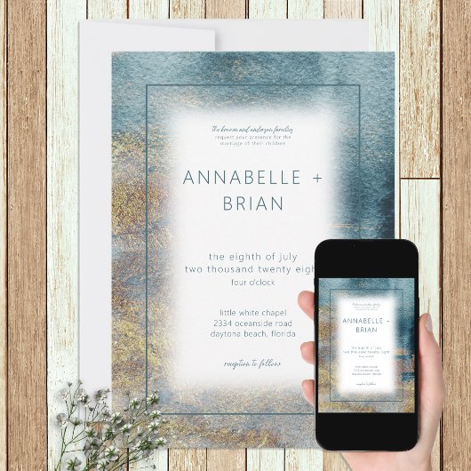 Abstrakte Hochzeitseinladung am modernen Strand Einladung