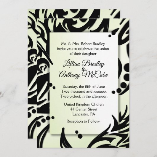 Abstrakte Hochzeitsfeier Einladung (Vorne/Hinten)