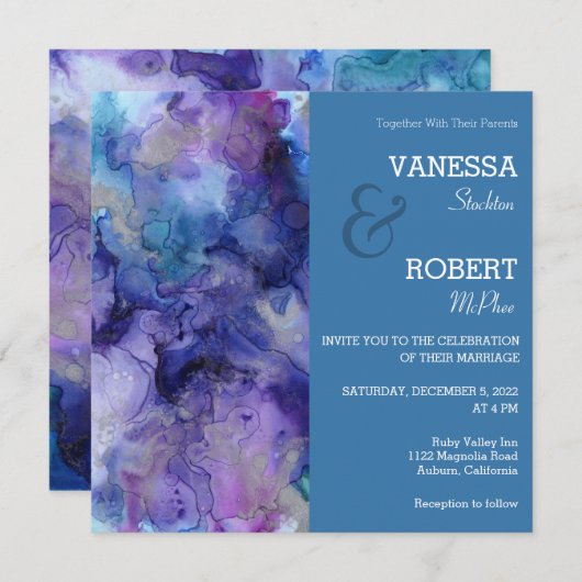 Abstrakte Hochzeitsfeier Einladung (Vorne/Hinten)