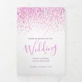 Abstrakte Hochzeitsfeier in Rosa und Weiß Dreifach-gefaltete Programmkarte (Cover)