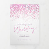 Abstrakte Hochzeitsfeier in Rosa und Weiß Dreifach-gefaltete Programmkarte (Cover)