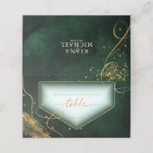 Abstrakte Hochzeitskarte für Fine Lines Gold Gr ID Platzkarte (Außenseite Aufgefaltet)