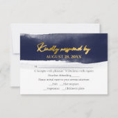 Abstrakte Hochzeitskarten | Wasserfarbe Gild RSVP Karte (Vorderseite)