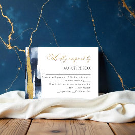 Abstrakte Hochzeitskarten | Wasserfarbe Gild RSVP Karte