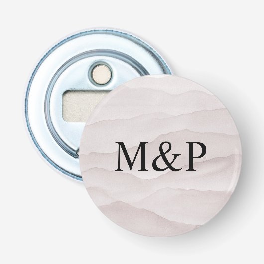 Abstrakte Hochzeitsmonogramme für staubige Rose Flaschenöffner (Vorderseite)