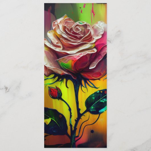 Abstrakte Hochzeitsprogramme in rosa Rosen Menükarte (Rückseite)