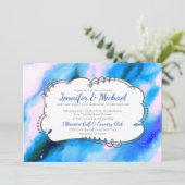 Abstrakte Hochzeitsreise mit blauem Marmor im Welt Einladung (Stehend Vorderseite)