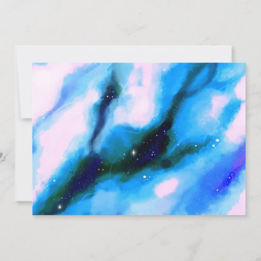 Abstrakte Hochzeitsreise mit blauem Marmor im Welt Einladung (Rückseite)