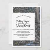 Abstrakte Hochzeitsszenierung in Graublau Einladung (Vorderseite)