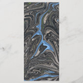 Abstrakte Hochzeitsszenierung in Graublau Menükarte (Rückseite)