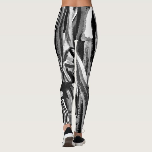 Abstrakte hohe Waisted Schwarzweiss-Leggings Leggings (Rückseite)