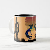 Abstrakte Höhle Petroglyphen Kokopelli Zweifarbige Tasse (Vorderseite Links)