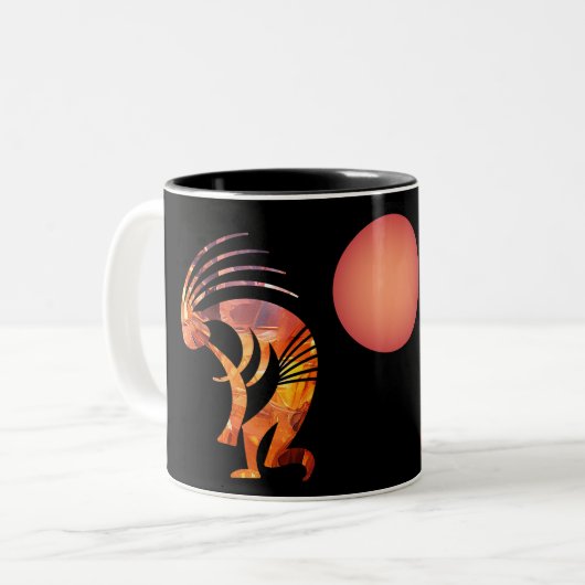 Abstrakte Höhle Petroglyphen Kokopelli Zweifarbige Tasse (Vorderseite Links)
