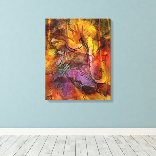 Abstrakte Höhlenmalerei - Rechteckige Leinwand Kun (Insitu (Holzboden))