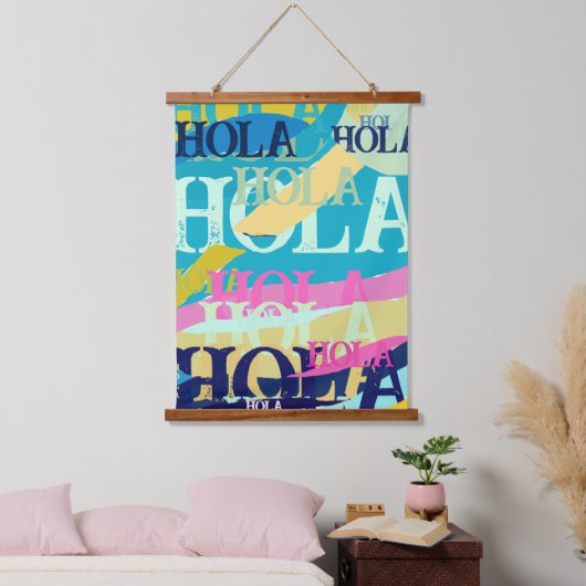 Abstrakte Hola Wandteppich Mit Holzrahmen (Schlafzimmer)