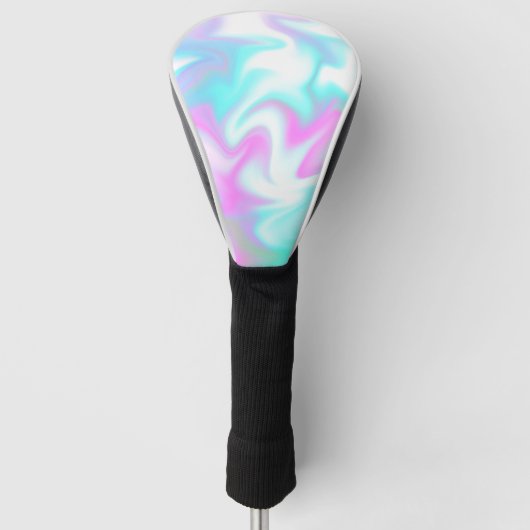 Abstrakte Hologramm farbenfrohe rosa blaue Wirbel Golf Headcover (Vorderseite)