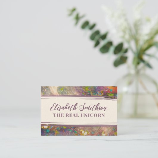 Abstrakte Holographische Regenbogen-Rose Visitenkarte (Stehend Vorderseite)