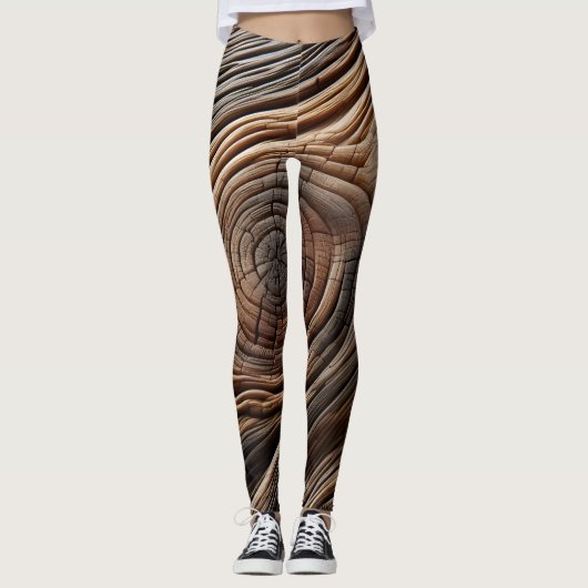 Abstrakte Holzkunst Leggings (Vorderseite)