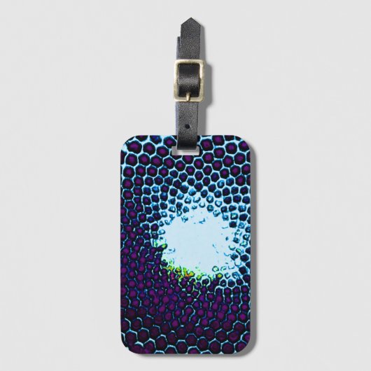 Abstrakte Honeycomb Design blau und lila Gepäckanhänger (Vorderseite Vertikal)