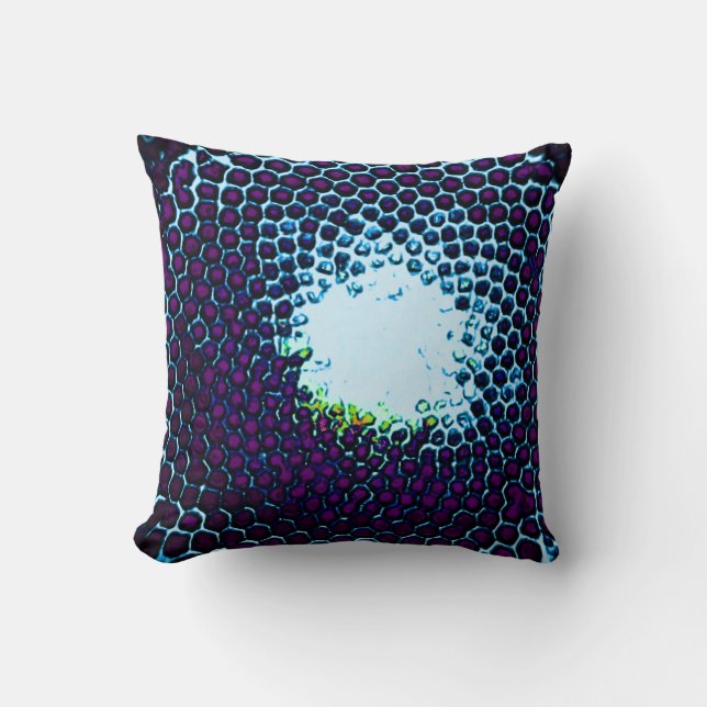 Abstrakte Honeycomb Design blau und lila Kissen (Vorderseite)