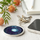 Abstrakte Honeycomb Design blau und lila Schlüsselanhänger (Seite)