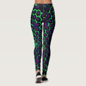 Abstrakte Honeycomb Design grün und lila Leggings (Rückseite)