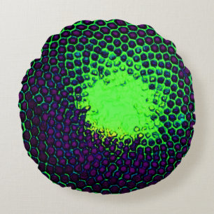Abstrakte Honeycomb Design grün und lila Rundes Kissen