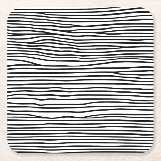 Abstrakte horizontale Linien_schwarz Rechteckiger Pappuntersetzer (Vorderseite)