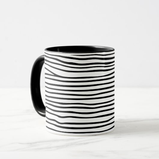 Abstrakte horizontale Linien_schwarz Tasse (Vorderseite Links)