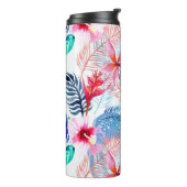 Abstrakte Hübsche Blumen- und Hirschkunst Mit Mono Thermosbecher (Nach links gedreht)