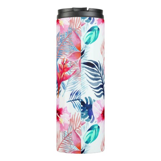 Abstrakte Hübsche Blumen- und Hirschkunst Mit Mono Thermosbecher (Rückseite)