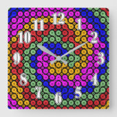 Abstrakte Hues Quadratische Wanduhr (Vorderseite)