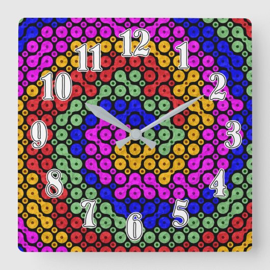 Abstrakte Hues Quadratische Wanduhr (Vorderseite)