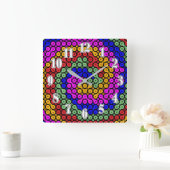 Abstrakte Hues Quadratische Wanduhr (Zuhause)