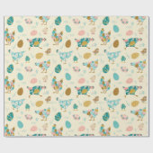 Abstrakte Hühner und Ostereier - nahtloses Muster Geschenkpapier (Flach)