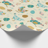 Abstrakte Hühner und Ostereier - nahtloses Muster Geschenkpapier (Ecke)