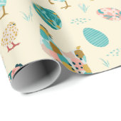 Abstrakte Hühner und Ostereier - nahtloses Muster Geschenkpapier (Rolleneckpunkt)