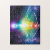 Abstrakte humanoide Lotus-Yoga-Pose mit Chakras Puzzle (Vertikal)