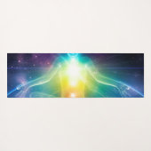 Abstrakte humanoide Lotus-Yoga-Pose mit Chakras Yogamatte (Rückseite (Horizontal))