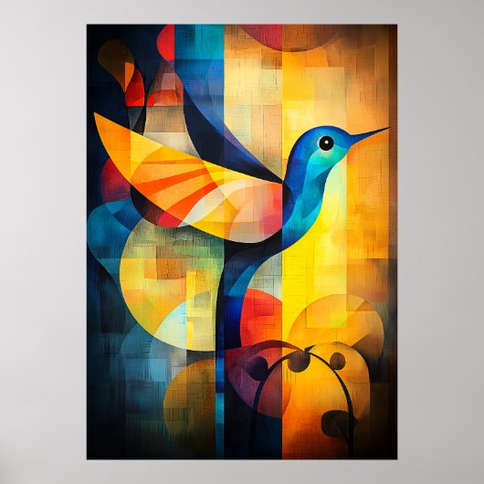 Abstrakte Hummingbird Art - Geometric Bird Poster (Vorne)