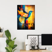 Abstrakte Hummingbird Art - Geometric Bird Poster (Heimbüro)