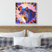 Abstrakte Hundekunst an Hundeaugen anpassen Leinwanddruck (Insitu (Schlafzimmer))