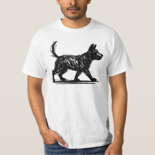 Abstrakte Hundelinienkunst  Minimalistischer Kritz T-Shirt