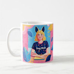 Abstrakte Hundemutter in Rosa Kaffeetasse