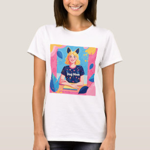 Abstrakte Hundemutter in Rosa T-Shirt