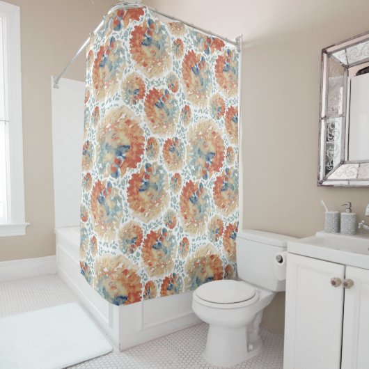 Abstrakte Hydrangea Blüten bei Herbstfarben Duschvorhang (Beispiel)