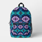 Abstrakte IKAT Kaleidoskop Gemstone Psychedelic Bedruckter Rucksack (Vorderseite)