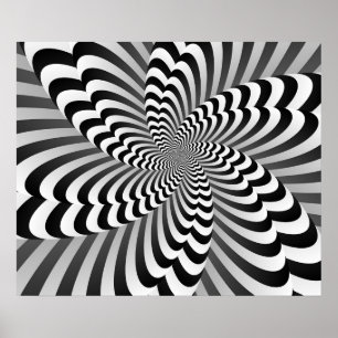 Abstrakte Illusion in Schwarz und Weiß Moderne Kun Poster