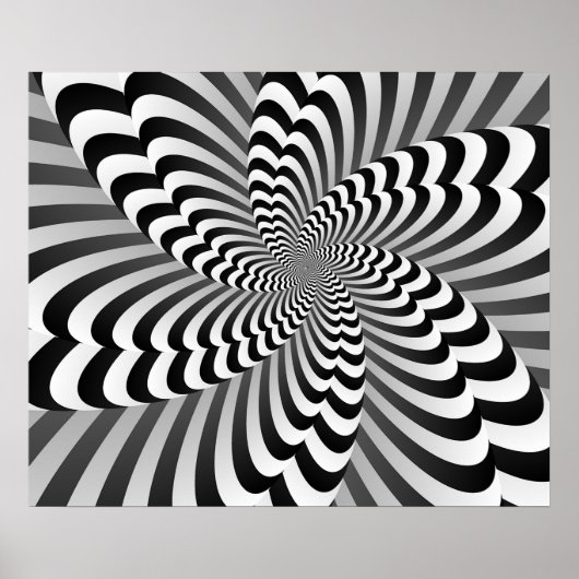 Abstrakte Illusion in Schwarz und Weiß Moderne Kun Poster (Vorne)