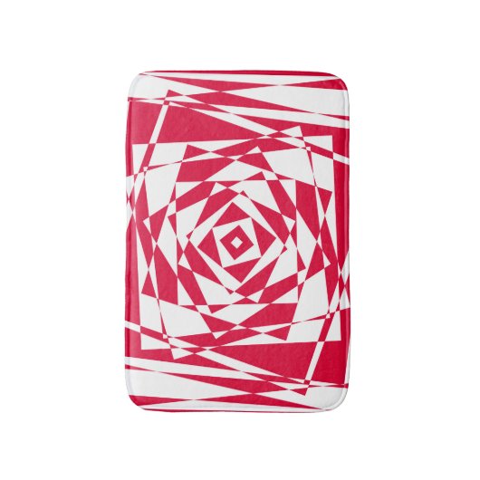 Abstrakte Illusion in Weißrot Badematte (Vorderseite Vertikal)